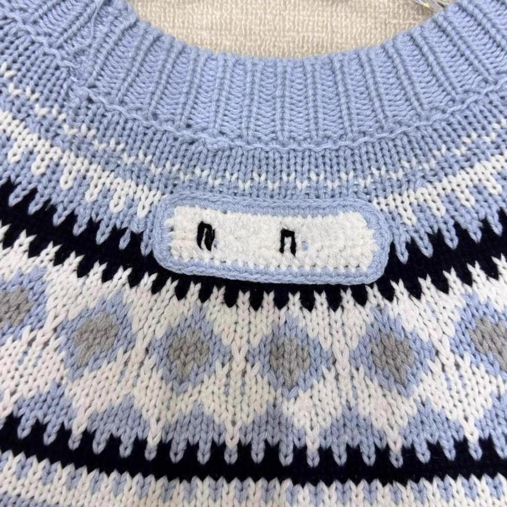 Miu Style 2025 Autumn/Winter Fair Isle Jacquard Knit Pullover: Loose, Versatile Top