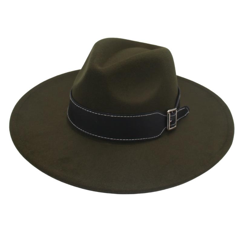 New Black Belt, Large Brim, High-End Clothing With Wholesale Men'S And Women'S Felt Woolen Top Hats