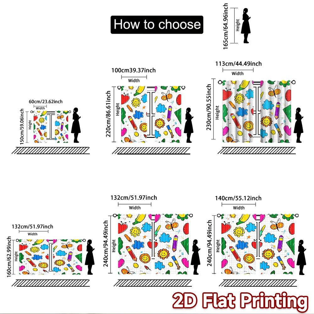2D flat Photography Backdrop Photography Banner Colorful Doodles Mix 100% Polyester Holiday Decorations for Door, wall, and