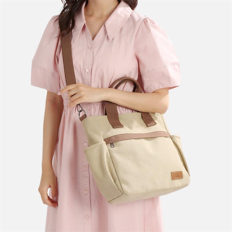 Women's Large Capacity Tote Bag Retro Student Crossbody Bag Canvas Shoulder Bag