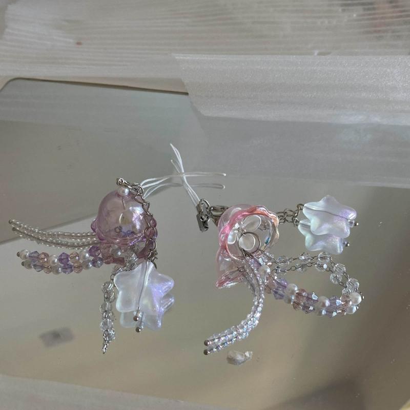 Cute Jellyfish Star Charm Phone Chain for Women Girls Handmade Beaded Keychain