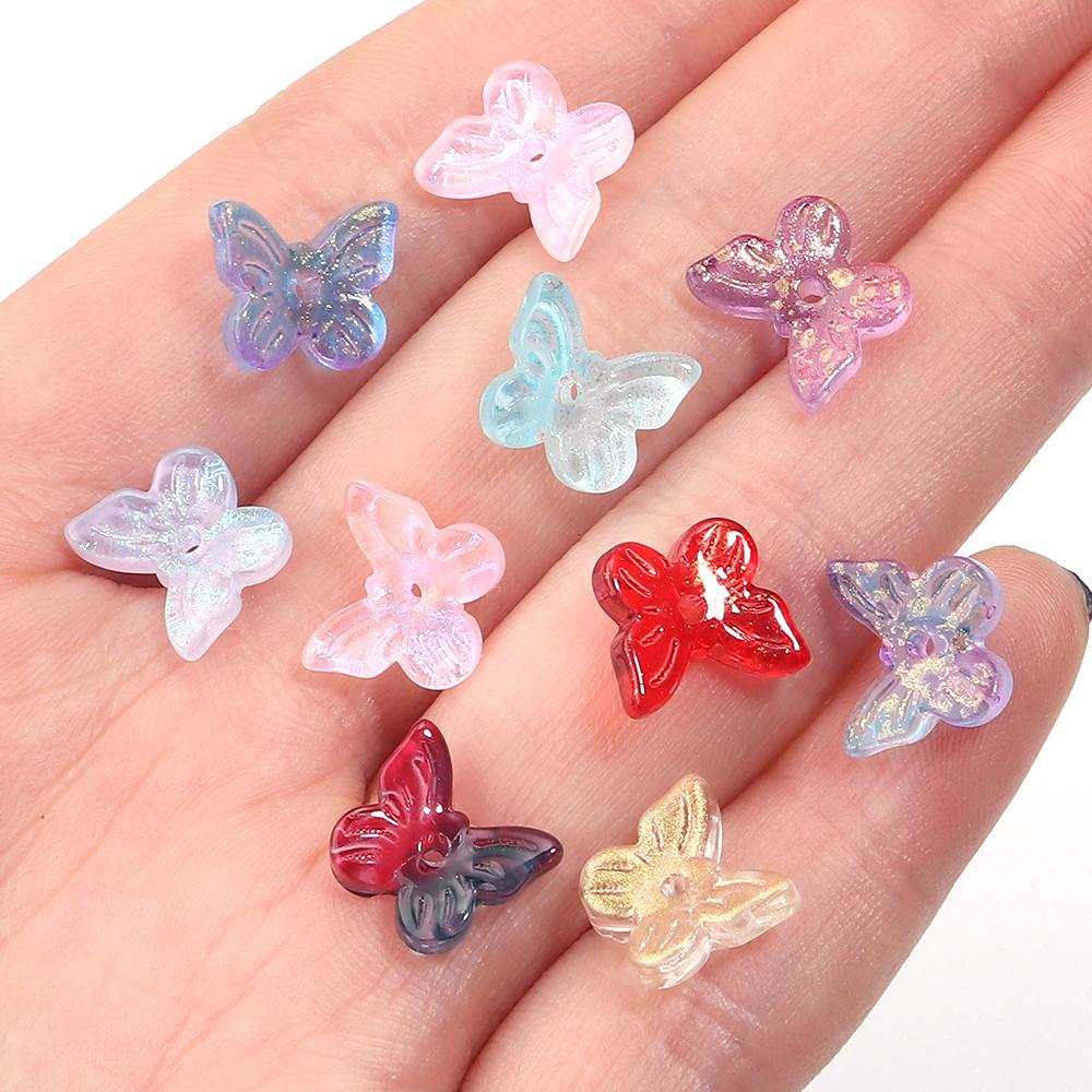 50pcs/lot Colorful Butterfly Czech Glass Beads Lampwork Spacer Beads For Jewelry Making DIY Bracelet Clothing Headwear Findings