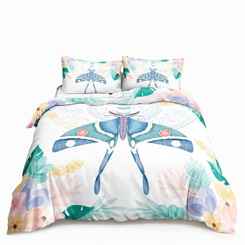 Butterfly And Death Moth Bedding Collection For Girls Gothic Skull Boho Comforter Cover Decor Bedroom Sun And Moon Pattern Duvet Cover