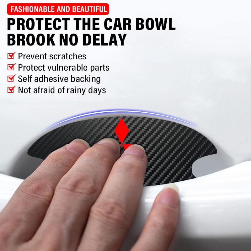 4PCS Car Door Handle Protection Sticker Emblem Car Styling For Mitsubishi Asx Lancer Outlander Pajero Ralliart Accessories