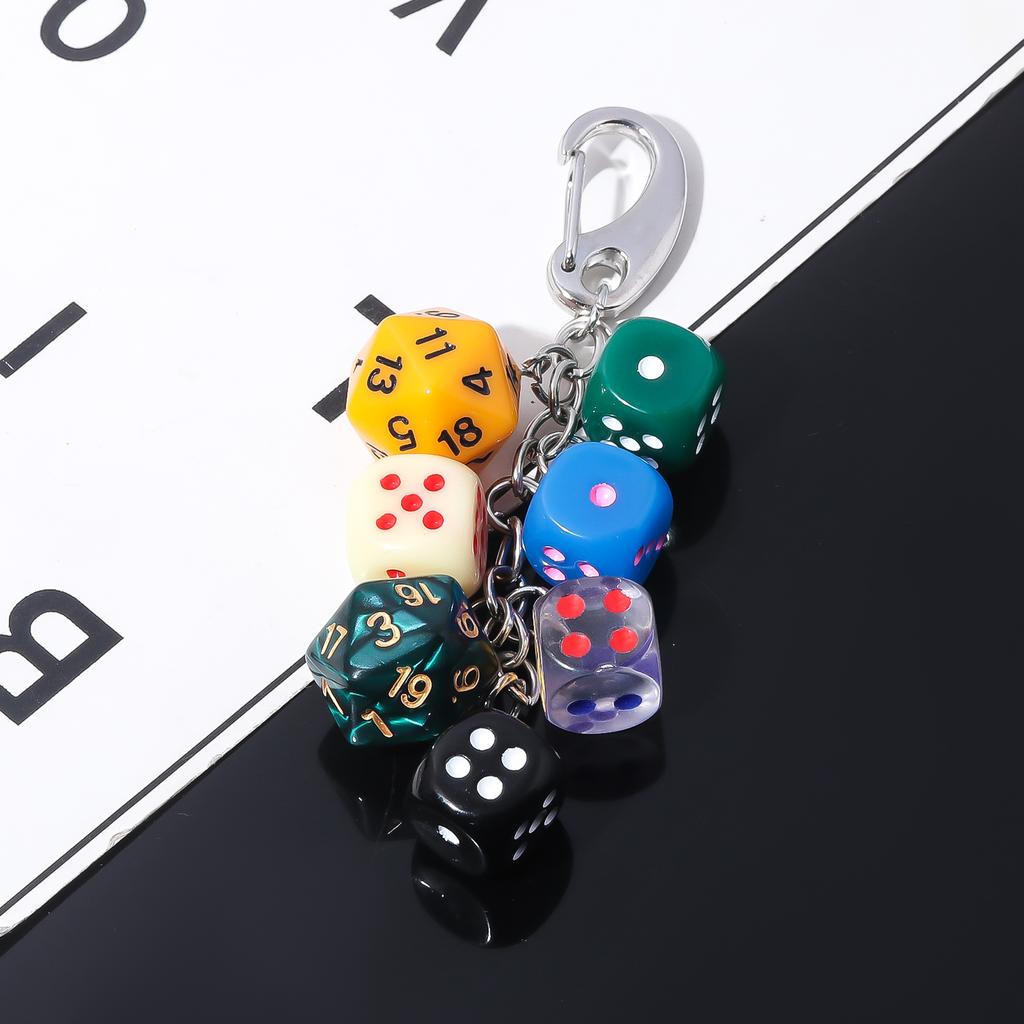 Retro Dice Design Bag Charms Keychain Creative Dice Accessories Classic Personalized Pendant For Women Bag Men Backpack Charms