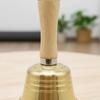 Wooden Handle Bell Polished Finish Brass Hand Bell Music Accessory Sturdy Cue Tool Easy to Clean for Classroom