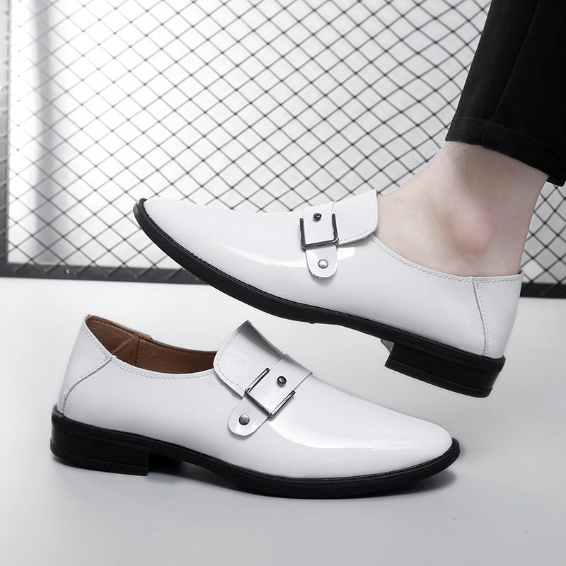 Fashion Leather Slip-On Dress Shoes Men Comfortable Office Work Shoes Pointed Toe Formal Shoes Men's Loafers All-match Business Flats