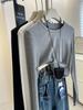 Lace T 2026: Stretchy Drop Shoulder Long Sleeve Embroidery T-Shirt for Spring/Autumn