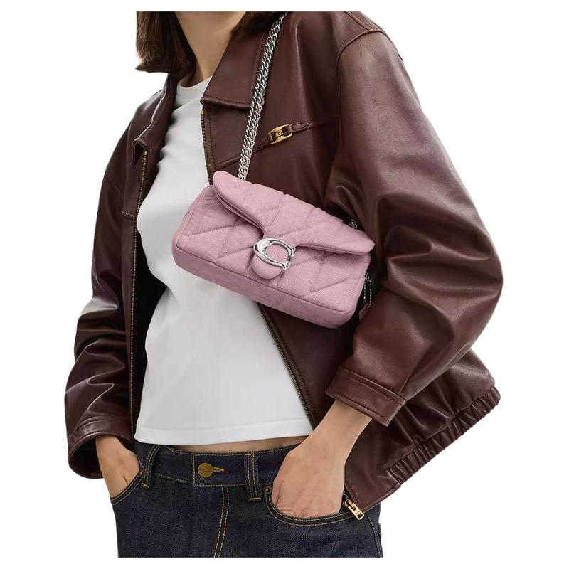 Coach Tabby 20 Logo Classic Quilted Denim Crossbody Shoulder Bag Small Women's Light Purple