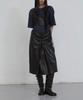 Uusoo Leather Eyelet Skirt_ Black
