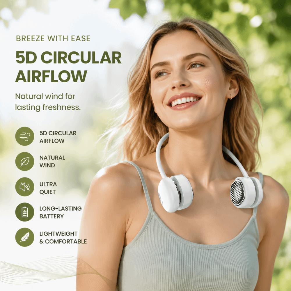 5 Speeds Foldable Cooling Fan Rechargeable Silent Fan Portable Neck Fan For Travel,Office,Outdoor
