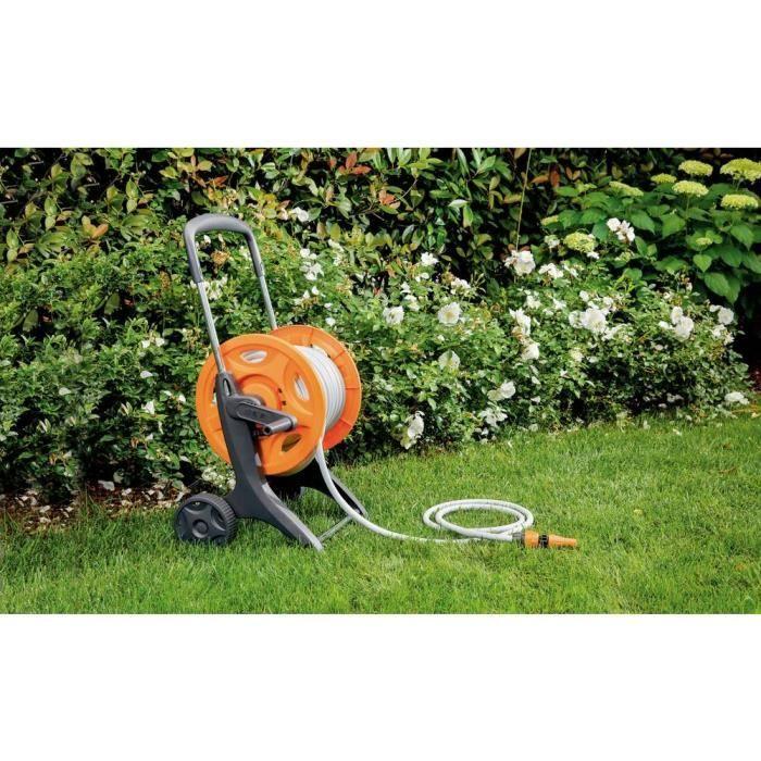 -Support De Tuyau Stable Et Facile À Déplacer. Ce Modèle Comprend Un Tuyau Tressé De 20 Mètres De Long Avec Un Connecteur De Robinet