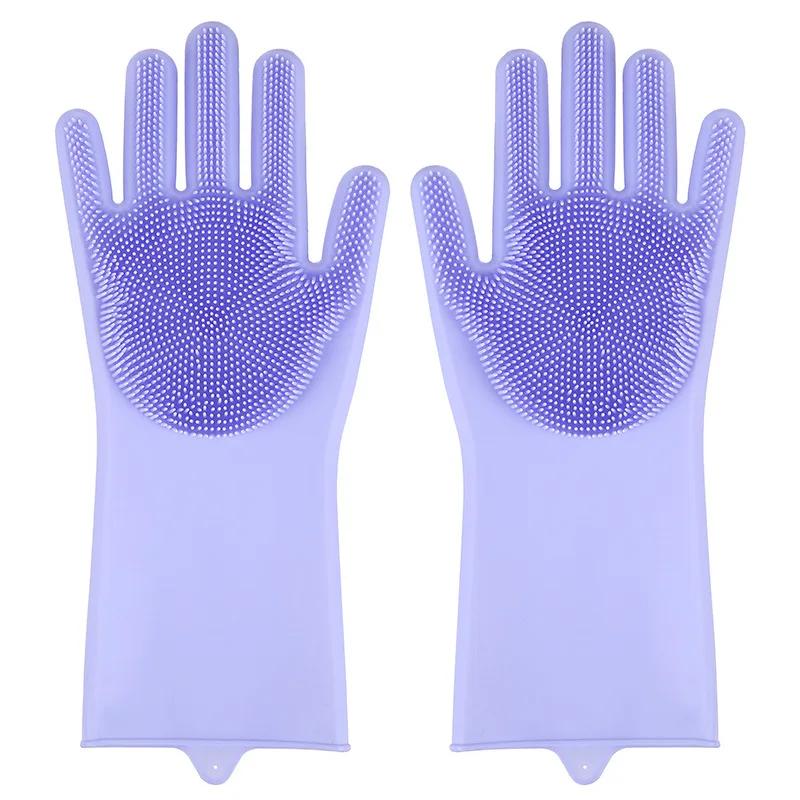 Dishwashing Cleaning Gloves Magic Silicone Rubber Dish Washing Gloves for Household Sponge Scrubber Kitchen Cleaning Tools
