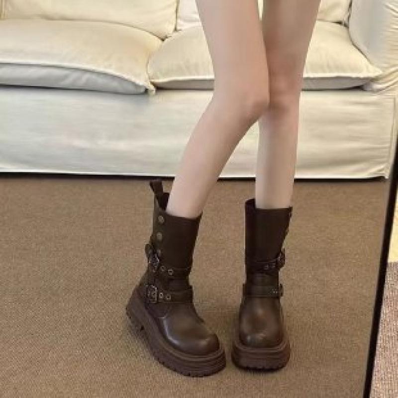 Women Platform Boots Mid Calf Suede Women Shoes  Trend New Chunky Women Boots Winter Gladiator Pumps Snow Boots Mujer