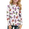 Children's Witch  Printed Long Sleeved Round Neck Top With Floral Print For Daily Casual T-shirt