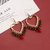 Foreign Trade Special Jewelry Christmas Hollow Big Love Fringed Colored Crystal Earrings Ear Hanging Women'S Style Earrings