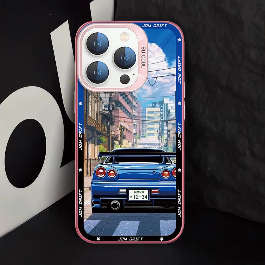 Soft Shell Case for iPhone 16e 11 12 13 Pro Max 14 15 16 Plus Japanese JDM Drift Car