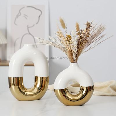 Electroplated Ceramic Vase Advanced Feeling Creative Flower Arrangement Ceramic Handicraft Ornaments Art Decorative Vase Gift