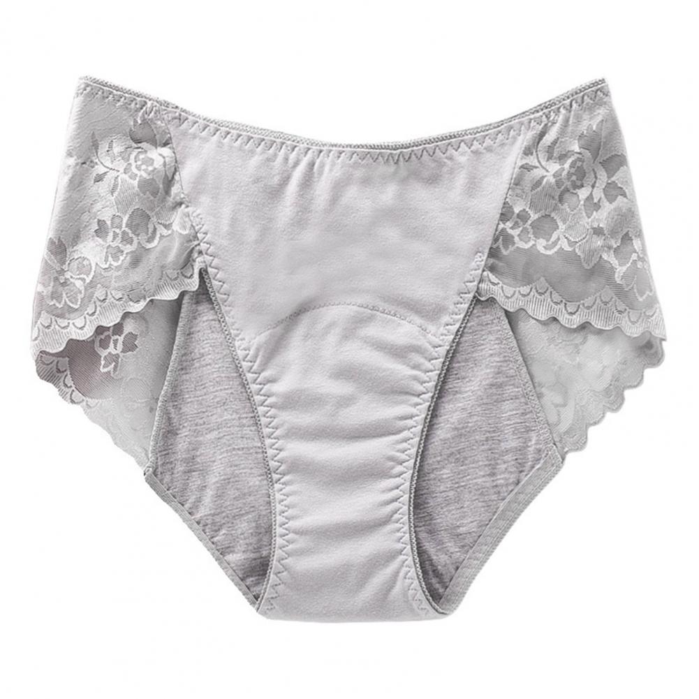 Women Menstrual Panties Lace Solid Color Plus Size Butt-lifted Mid Waist Seamless Elastic Period Leakproof Briefs Underpants Fem