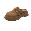 Fashion and lightweight brown retro thick-soled women's new spring outer wear one pedal bag head and half slippers