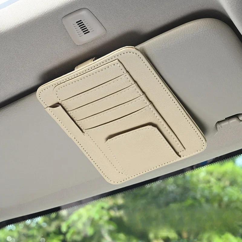 Car Sun Visor Organizer Multi-Pocket Auto Interior Accessories Pocket Organizer Car Document Storage Pouch Glasses Holder