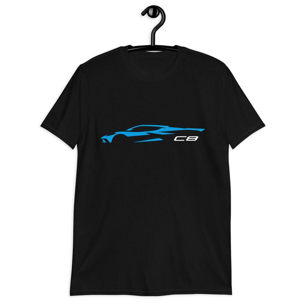 

2023 Corvette C8 Outline Silhouette Rapid Blue 8Th Gen Mid Engine Vette Unisex T-Shirt