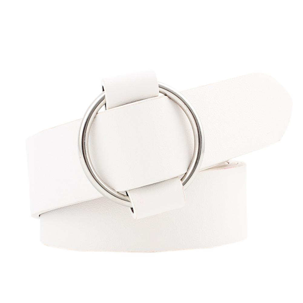 Women Fashion Casual Belts Simple Round Buckle Leather Waistband for Jeans Dress