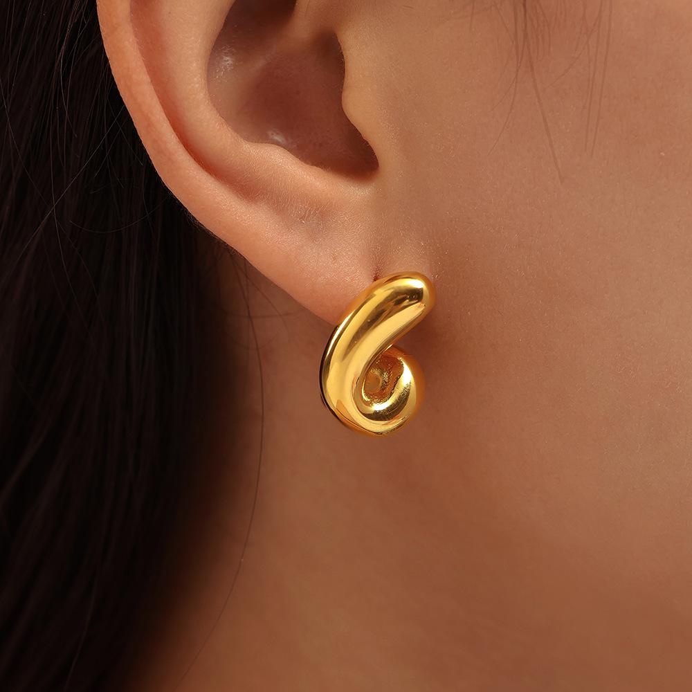 European-American Design Spiral Stud Earrings: Minimalist Stainless Steel Bestsellers for Autumn & Winter