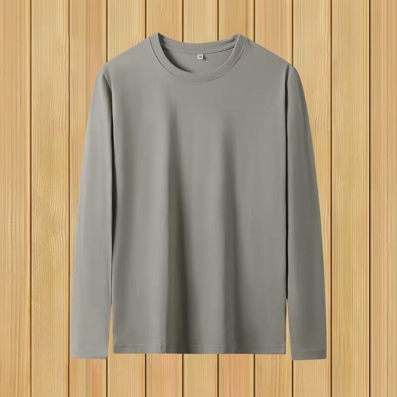 

Men s Long Sleeve T-shirt New Spring Autumn Crew Neck Solid Color Casual Slim Fit Basic Tops 5XL хакі