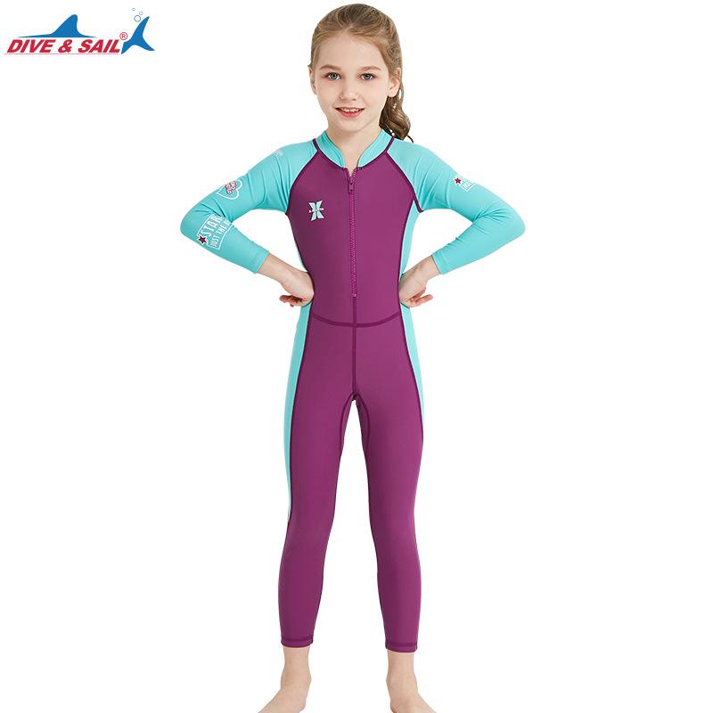Children's Quick-Dry Long-Sleeve Swimsuit - Sun Protection, Summer One-Piece Dive Suit for Kids