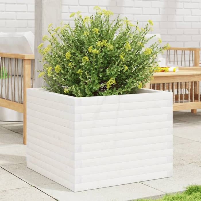 VidaXL Jardinière blanc 60x60x46 cm bois de pin massif, jardinière d'extérieur, bac à fleurs, boîte à plantes, jardinière de 3282410