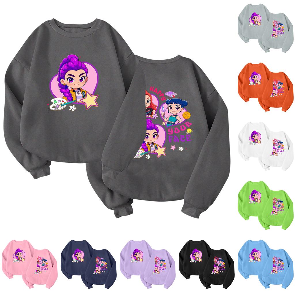 Παιδικό Μοντέρνο Ελαφρύ Μακρυμάνικο Πουλόβερ με Στρογγυλή Λαιμόκοψη και Τσέπες, Πουλόβερ με Εκτύπωση