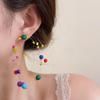 Colorful Fireworks Beaded Ear Clip Earrings - Fun Contrasting Colors, No Piercing Needed