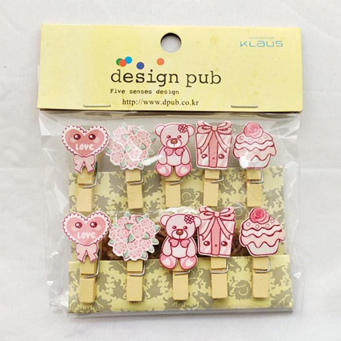 

10 шт. Мультяшный подарок Медведь Цветочный магазин Открытка Детский сад Ручная работа Дом Фоторамка Маленькие деревянные прищепки 10pcs(one set)