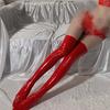 Women Pu Leather Glossy Over Knee Stockings Anime Cute Cat Paw High Thighs Hold-Ups Socks Cosplay Accessory Halloween Roleplay G