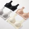 Lace fixed cup seamless underwear gather bra vest bra large chest small anti-sagging back bra