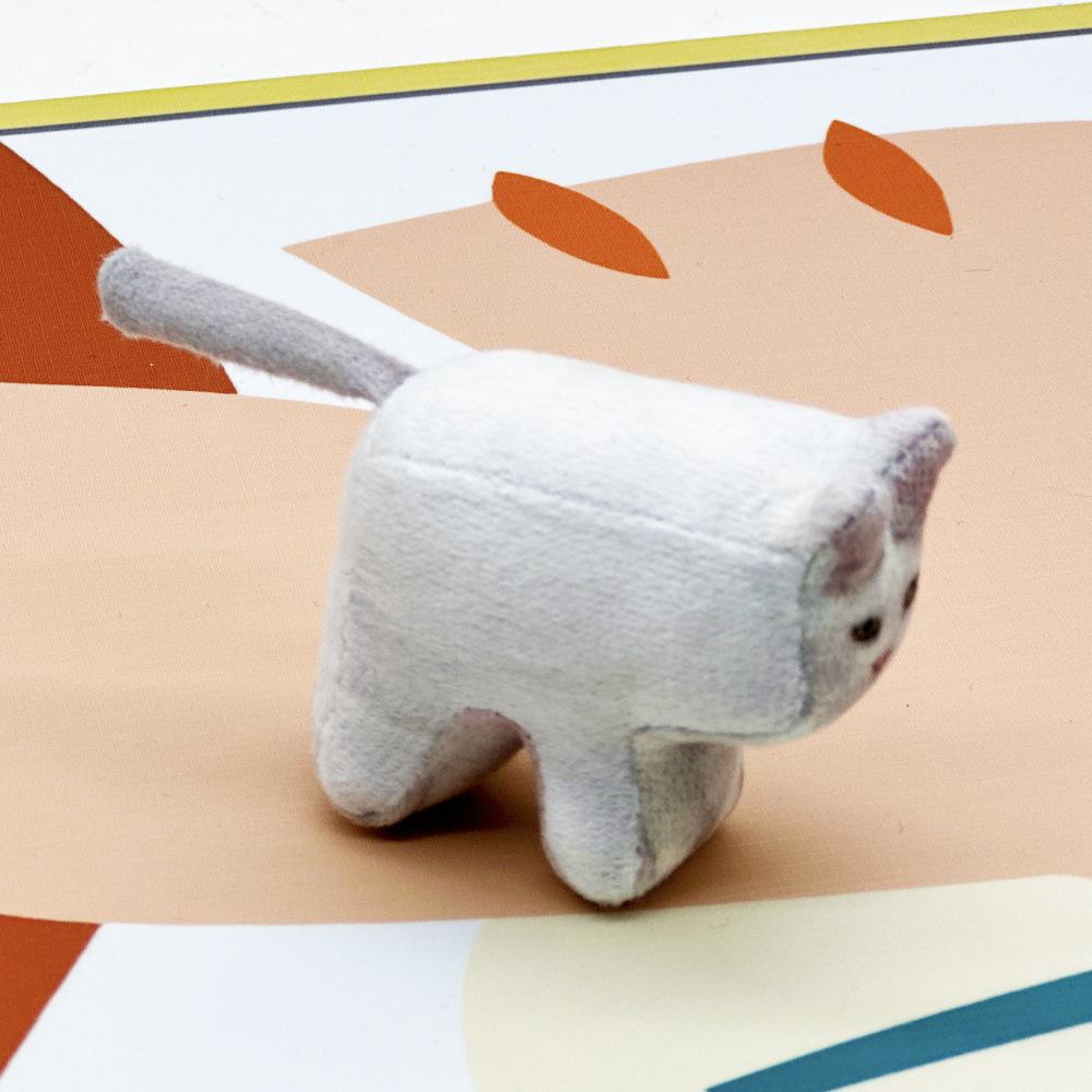 New Square Print Cat Simulation Cat Cute Small Ornaments Plush Doll
