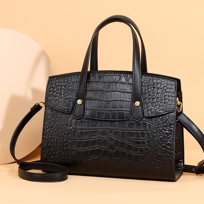 Crocodile pattern women's retro handbag large capacity multi-compartment commuter tote bag women's shoulder messenger bag