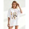 Black Oversized T Shirt Love Floral Print Graphic Tee For Casual Wear And Everyday Outfits