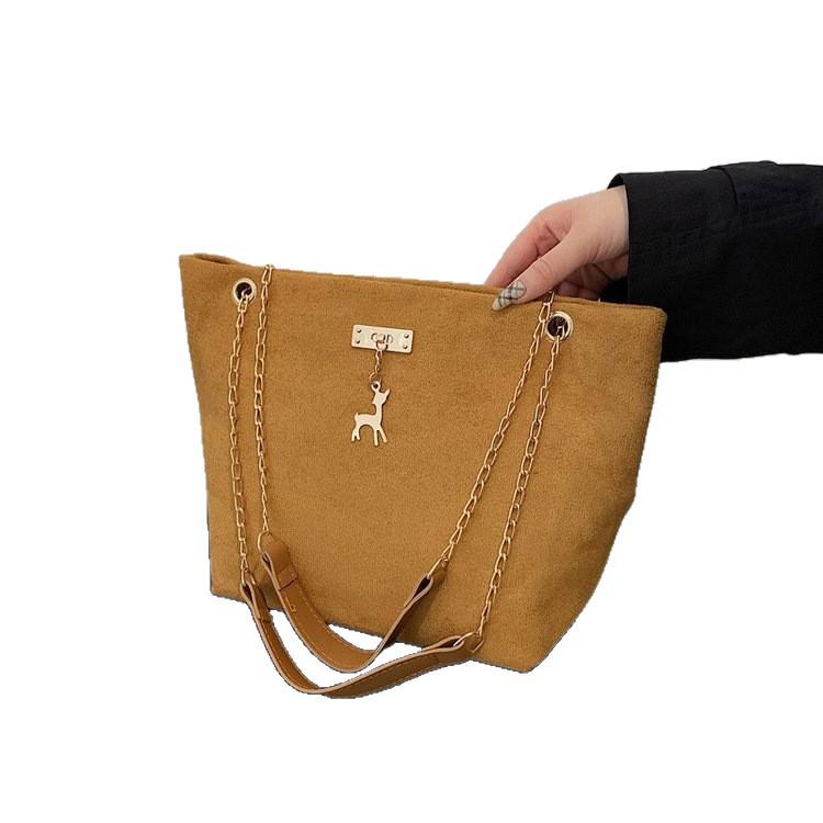 

2025 Winter Retro Textured Chain Shoulder Bag for Women - Stylish Commuter Tote One Size світло-коричневого кольору