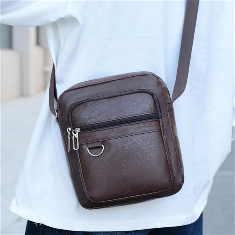 Multilayer Business Leather Crossbody Shoulder Bag for Men Lightweight Travel Casual Messenger Satchel Bags