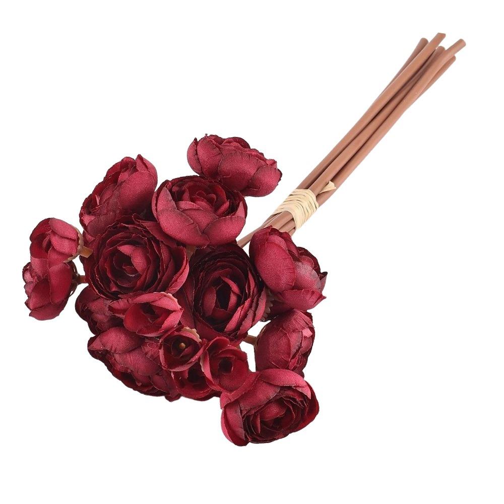 Fashion 28cm Length Artificial Camellia Bouquet Lotus Silk Flower Bouquet Fake Handmade Craft Wedding Bouquet Home Decoration