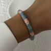 Retro New Trend Enamel Dropped Glaze Flower Texture Bracelet for Women Unique Design Evil Eye Floral Zircon Bangle Party Jewelry