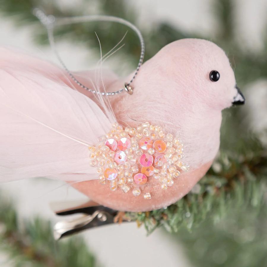 1PC Simulated Foam Feather Bird Christmas Decoration Pink Christmas Tree Pendant 3D Fake Craft Birds Christmas Decoration