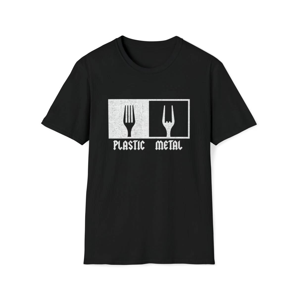 Funny Plastic Metal Fork Rock & Roll Punny Unisex Softstyle T-Shirt S