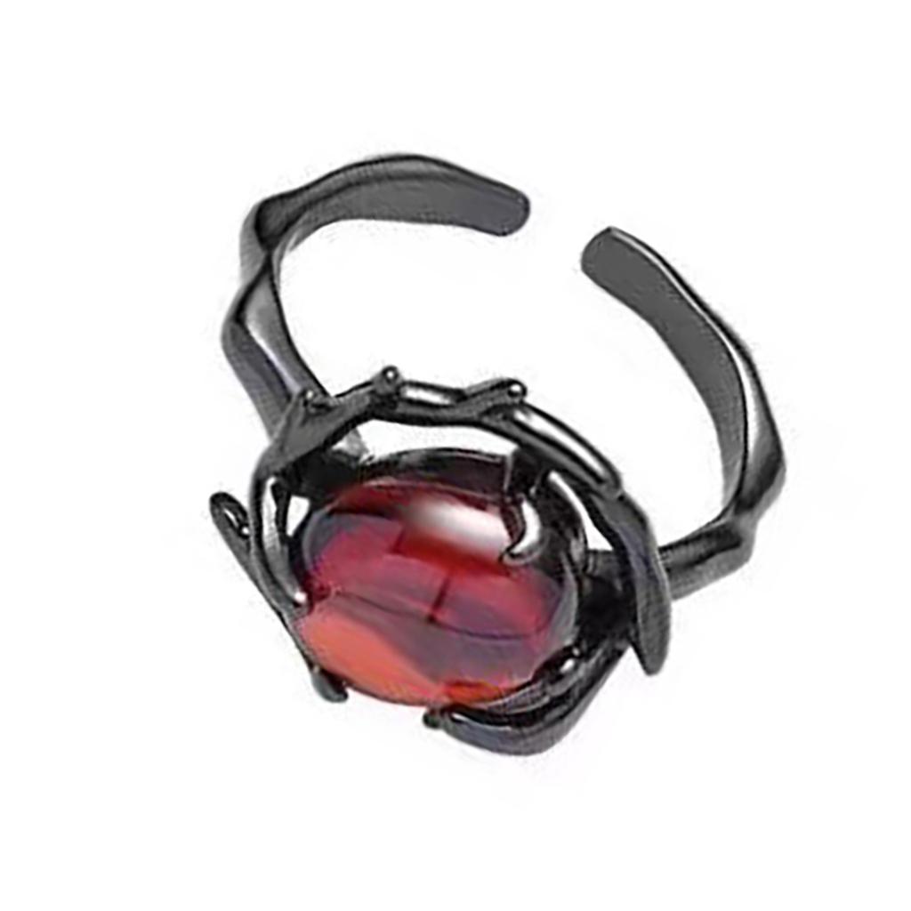 Inel de metal lichid, cristal gotic, negru, spin, lavă, reglabil, zircon, inel deschis, bijuterii pentru pasionații de modă