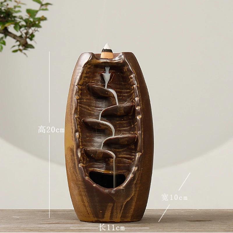 

Both Sides in One s Favor Backflow Incense Burner Ceramic Watching Incense Waterfall Sandalwood Cone Censer for Home Decor
