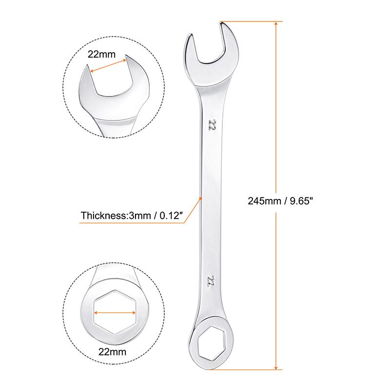 1pc 15-32mm Llave Combinada de Boca Abierta Acero al Carbono Anillo Abierto Llave Combinada Herramientas Manuales para el Hogar y Reparación de Coches Métricas