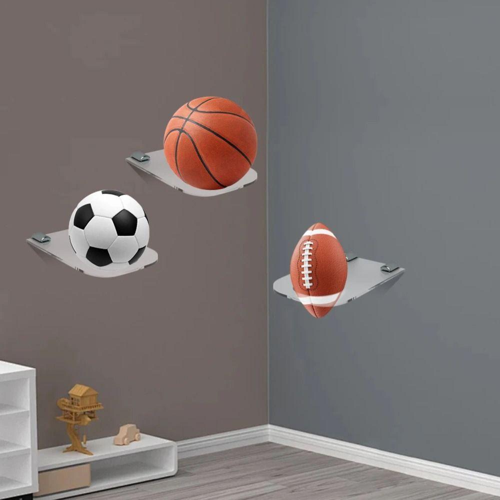 Transparent Basketball Bracket Holds Space Saving Soccer Display Rack  Volleyball Rugby