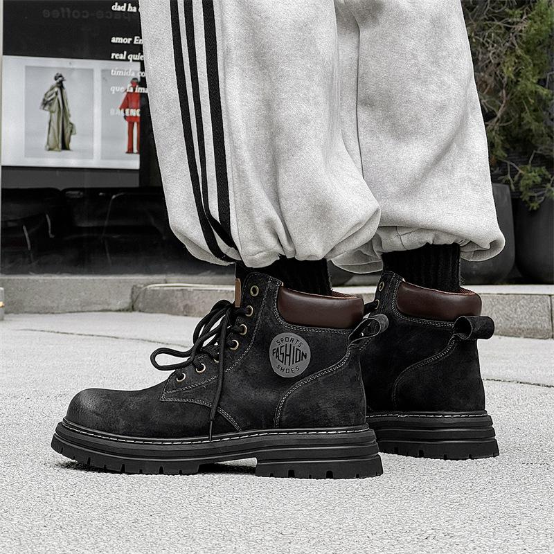 

Martin boots men s British style autumn and winter velvet tooling snow boots men s medium yellow boots 6516-K 38 чёрный